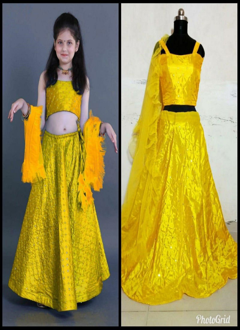 Launching New Designer Kids Lehnga Choli With embroidery Work and Soft Net Four Sided Ruffles Work Dupatta {SIZE: 
5-10 YEAR: 30/32 (INCHES LENGTH); 11-16 YEAR: 34/36 (INCHES LENGTH)}